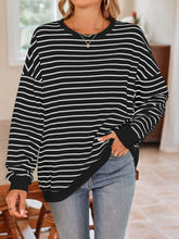 Load image into Gallery viewer, Lovelet Striped Round Neck Long Sleeve Sweatshirt
