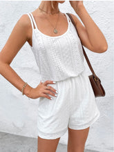 Load image into Gallery viewer, Eyelet Scoop Neck Double Spaghetti Straps Romper
