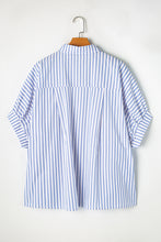 Load image into Gallery viewer, Sky Blue Stripe Dolman Sleeve Oversize Shirt
