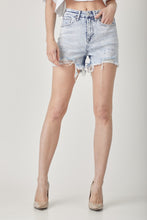 Load image into Gallery viewer, RISEN Raw Hem Distressed High Rise Denim Shorts
