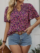 Load image into Gallery viewer, Printed Notched Flutter Sleeve Blouse
