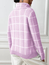 Load image into Gallery viewer, Plaid Turtleneck Long Sleeve Sweater
