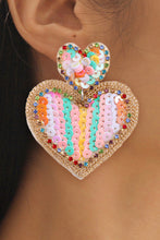 Load image into Gallery viewer, Pink Colorful Sequined Hearts Fashion Earrings
