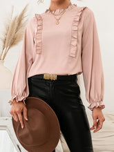 Load image into Gallery viewer, Frill Round Neck Flounce Sleeve Blouse
