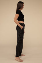 Load image into Gallery viewer, Washed Linen Elastic Band Waist Cargo Pants
