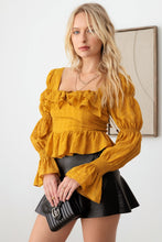 Load image into Gallery viewer, Tasha Apparel Boho Shirred Smocked Peplum Long Sleeve Top
