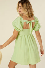 Load image into Gallery viewer, Tie Back Dress with Puff Sleeves
