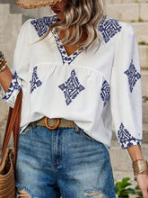 Load image into Gallery viewer, Printed V-Neck Three-Quarter Sleeve Blouse
