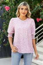 Load image into Gallery viewer, Polka Dot Round Neck Lantern Sleeve Blouse
