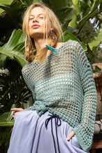 Load image into Gallery viewer, POL Side Slit Openwork Long Sleeve Knit Cover Up
