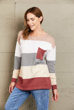 Load image into Gallery viewer, Woven Right Color Block Drop Shoulder Round Neck Sweater
