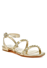 Load image into Gallery viewer, Flippity Studded Ankle Strap Flat Sandals
