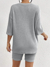 Load image into Gallery viewer, Ribbed Round Neck Top and Shorts Set
