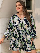 Load image into Gallery viewer, Plus Size Tied Printed Long Sleeve Romper
