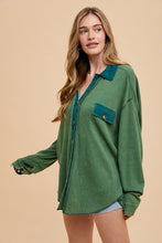 Load image into Gallery viewer, Annie Wear Waffle-Knit Mineral Washed Button Down Shirt
