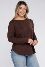 Load image into Gallery viewer, Plus Long Sleeve Round Neck Round Hem Top
