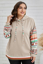 Load image into Gallery viewer, Plus Size Waffle-Knit Geometric Dropped Shoulder Hoodie
