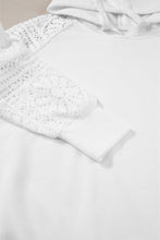 Load image into Gallery viewer, White Lace Patchwork Sleeve Drawstring Hoodie
