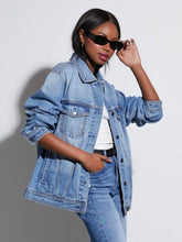 Load image into Gallery viewer, Button Up Collared Neck Denim Jacket
