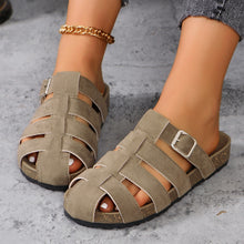 Load image into Gallery viewer, Suede Round Toe Woven Sandals
