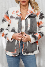 Load image into Gallery viewer, Multicolor Aztec Fleece Patchwork Snap Button Jacket
