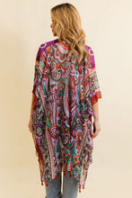 Load image into Gallery viewer, Paisley Print Open Front Kimono w/ Cinched Arms
