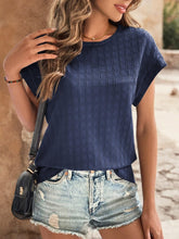 Load image into Gallery viewer, Textured Round Neck Short Sleeve Top
