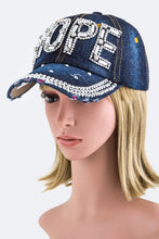 Load image into Gallery viewer, Crystal HOPE Embelished Fashion Denim Cap
