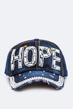 Load image into Gallery viewer, Crystal HOPE Embelished Fashion Denim Cap
