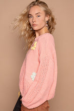 Load image into Gallery viewer, POL Crochet Flower Round Neck Dropped Shoulder Sweater
