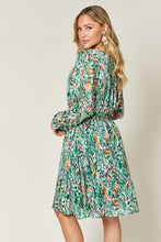 Load image into Gallery viewer, Double Take Full Size Printed Drawstring Waist Long Sleeve Dress
