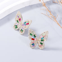 Load image into Gallery viewer, Alloy Inlaid Rhinestone Butterfly Earrings
