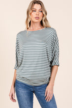 Load image into Gallery viewer, BOMBOM Striped Boat Neck Dolman Sleeve Top
