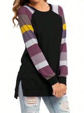 Load image into Gallery viewer, Color Block Round Neck Long Sleeve T-Shirt
