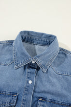 Load image into Gallery viewer, Dusk Blue Flap Pockets Slim Buttoned Denim Shirt
