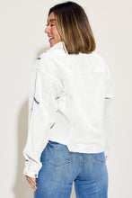 Load image into Gallery viewer, Baseball Sequin Dropped Shoulder Raw Hem Jacket
