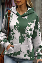 Load image into Gallery viewer, Green Tie Dye Print Kangaroo Pocket Loose Hoodie
