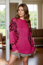 Load image into Gallery viewer, Sequin Round Neck Long Sleeve Sweater
