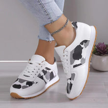 Load image into Gallery viewer, Tied Printed PU Leather Athletic Sneakers
