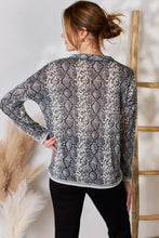 Load image into Gallery viewer, Hailey &amp; Co Full Size Snakeskin V-Neck Long Sleeve Top
