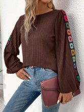 Load image into Gallery viewer, Embroidered Round Neck Long Sleeve Blouse
