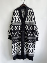 Load image into Gallery viewer, Geometric Button Front Longline Cardigan
