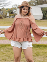 Load image into Gallery viewer, Plus Size Frill Square Neck Long Sleeve Blouse
