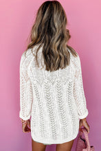 Load image into Gallery viewer, White Plus Size Eyelet Knit Open Front Cardigan
