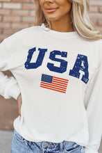 Load image into Gallery viewer, White USA Flag Corded Graphic Sweatshirt
