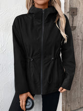 Load image into Gallery viewer, Drawstring Zip Up Hooded Jacket
