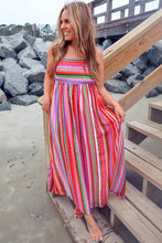 Load image into Gallery viewer, Multicolor Striped Thin Straps Smocked Back Boho Maxi Dress
