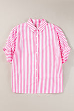 Load image into Gallery viewer, Sky Blue Stripe Dolman Sleeve Oversize Shirt
