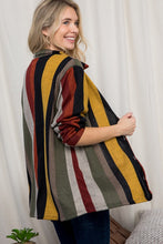 Load image into Gallery viewer, Plus Cozy Stripe Button Sown Shacket
