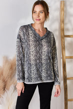 Load image into Gallery viewer, Hailey &amp; Co Full Size Snakeskin V-Neck Long Sleeve Top
